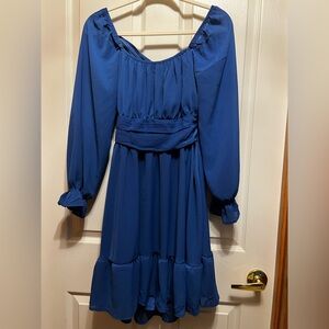 Chic Long Sleeve Blue Dress